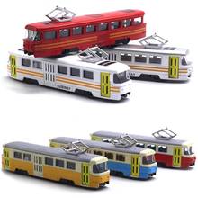 Детский поезд, модель, игрушка, классический поезд, трамвай, литье под давлением, вытяжной светодиодный, развивающий, образовательный подарок 2024 - купить недорого