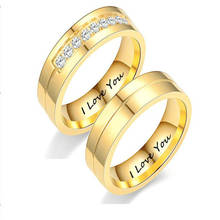 Обручальные кольца Bling CZ для пары золотого цвета из нержавеющей стали 6 мм обручальное юбилейное кольцо женские ювелирные изделия подарок 2024 - купить недорого