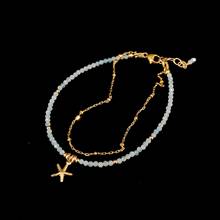 Lii Ji-pulsera de oro de 14K con 2 filas de piedra Natural de 2mm, joyería hecha a mano, para mujeres 2024 - compra barato