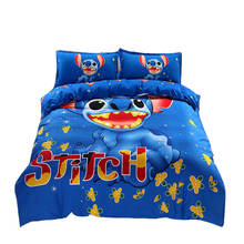 disney lilo and stitch bedding set 3/4 pieces blue comforter cover 3d boy room decor bed clothes summer bed cover pillow cases 2024 - buy cheap