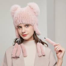Jkp chapéus femininos de inverno, bonés de pele de vison natural, novo chapéu de pele feminino grosso, quente gorro russo, 20 hy-15 2024 - compre barato