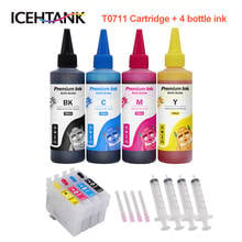 T0715 Refill Ink Cartridge For Epson T0711 Stylus DX6050 DX7000 DX7000F DX9400 DX9400F Printer + 100ml Bottle Refill ink Kit 2024 - buy cheap