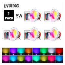 LVJING 5pcs/Lot RGB LED Downlight Spot Smart Home Ceiling Indoor Lights 5W Led Lights 16 Color Dimmable With Remote Control 2024 - buy cheap