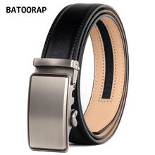 BATOORAP Casual Black Leather Man Belt Ratchet Gray Metal Buckle Automatic Fashion Jeans Trouser Waist Strap Cowhide BA-RQS04 2024 - buy cheap