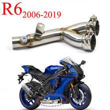 Tubo de enlace medio de acero inoxidable para motocicleta, tubo de escape intermedio para Yamaha R6, YZF-R6, 2006, 07, 08, 09, 10, 11, 12, 13, 14, 15, 16, 17, 18, 2019 2024 - compra barato