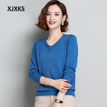 Xjxks camisola de malha de lã, pulôver feminino confortável para outono e inverno, novo suéter casual feminino de alta qualidade, 2021 2024 - compre barato