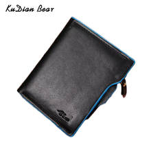 Kudian urso bolsa de moedas masculina, carteiras de couro fashion casual porta cartão de crédito fina bolsa de mão bih226 pm49