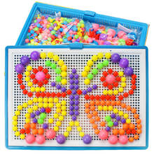 296Pcs/592pcs Box-packed Grain Mushroom Nail Beads Intelligent 3D Puzzle Games Jigsaw Board for Children Kids Educational Toys 2024 - купить недорого