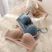 Wasteheart New For Women Pink Blue Lace Padded Bra Sets Bralette Panties Cut Out Wireless Underwear Sexy Lingerie Sets A B 2024 - buy cheap
