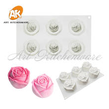 6 Cavities 3D Rose Flower Silicone Cake Mold for Chocolate Mousse Pastry Dessert Ice Cream Baking Mould Bakeware Decorating Tool 2024 - buy cheap