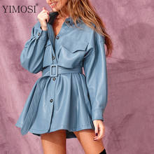 Vestido corto informal de cuero sintético con manga larga para mujer, minivestido Sexy de primavera con cintas, color liso, para Club, 2020 2024 - compra barato