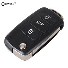 Складной дистанционный ключ KEYYOU 10X с 3 кнопками для VW VOLKSWAGEN Tiguan Golf Sagitar Polo MK6 2024 - купить недорого