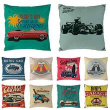 45cm*45cm Vintage car bus design Cotton Linen Sofa Car Pumpkin ghosts Cushion Cover Home Decor 2019 new1718 2024 - buy cheap