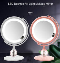 Светодиодный косметическое зеркало с лампой для общежития, заполняющий светильник, настольное туалетное зеркало, женское складное зеркало, портативное маленькое зеркало 2024 - купить недорого