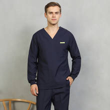 Uniforme de trabajo para hombres, ropa de enfermería, conjunto antiestático, Top y pantalón con cuello en V, color gris, 301-22, azul marino 2024 - compra barato