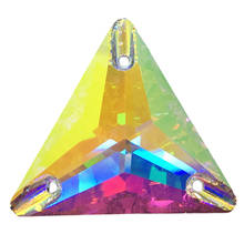 K9 costurar em #3270 cristal claro ab triângulo costurar em pedras 12 16 22 mm flatback strass de vidro de costura para vestido de jóias 2024 - compre barato