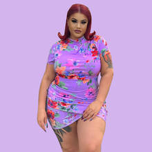 Plus Size Dress Printed Pleated Skinny Sexy Plus Size Women's Dress Fashion Elegant Clothes Sexy Casual Female Outfits 2024 - buy cheap