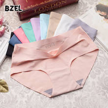 Bzel calcinha sem costura feminina, calcinha esportiva confortável cintura baixa sólida macia para mulheres, roupa de baixo 2024 - compre barato