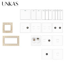 UNKAS DIY Zinc Alloy Panel Free Combination 1 2 3 4 Gang 1/2 Way On / Off Push Button Switch TV Telephone Computer Dual Socket 2024 - buy cheap