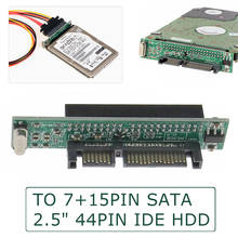 Adaptador de disco duro IDE de 2,5 ", 44 pines hembra a 7 + 15 pines macho, convertidor SATA, reemplazo de placa de conversión de ordenador 2024 - compra barato