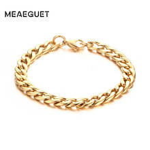 Meaeguet Classic Men's Cuban Curb Chain & Link Bracelets Party Jewelry Rose Gold Color Dipped Curb Chain 2024 - buy cheap