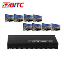 SZBITC 4K2k 8 Port HDMI Video Splitter 1x8 Audio Amplifier Repeater 3D 1080p 1 In to 8 Out 1x8 HDMI Splitter Converter HDTV 2024 - buy cheap