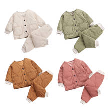 Conjunto de roupa de inverno para bebês, meninos e meninas, casaco grosso de manga comprida com calças quentes e calças 2024 - compre barato
