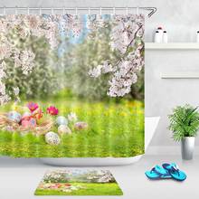 Easter Shower Curtains Colored Eggs Flowers Spring Bath Curtain Waterproof Polyester For Bathroom with 12pcs Plastic Hooks 2024 - buy cheap