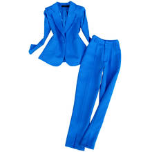 Conjunto feminino blazer e calça ol, jaqueta abotoadura feminina formal, calças, primavera outono 2024 - compre barato