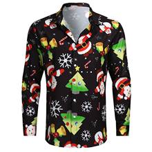 Camisas con estampado navideño para hombre, ropa de manga larga con botones, para fiesta y graduación, n. ° 40, 2021 2024 - compra barato