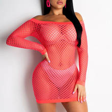 Sexy malha fishnet crochê mulher biquíni cobrir hallow beach wear vestido de verão maiô kaftan 2024 - compre barato