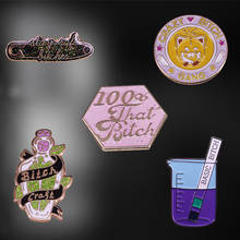 Glitter Woman Pin Bitch club Brooches Stay Safe Bitches / Crazy Bitch Gang /  We Are 100% That Bitch 2024 - buy cheap