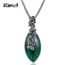 Kinel Fashion Rhinestone Leaf Pendant Necklace For Women Antique Tibetan Silver Necklace Vintage Wedding Jewelry Drop Shipping 2024 - buy cheap