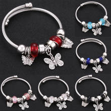 Trendy Elastic metal beading  Bracelet Butterfly love Jewelry 6 Colors Snake Chain Bangles Beaded Bracelet Fit Jewelry 2024 - compre barato