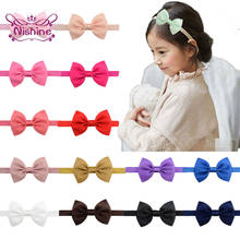 Nishine 10pcs/lot Lovely Handmade Bowknot Elastic Hairband Solid Color Grosgrain Ribbon Bows Infant Headwear Clothing Ornaments 2024 - buy cheap