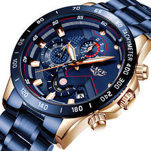 LIGE Fashion Mens Watches Stainless Steel Top Brand Luxury Sports Chronograph Quartz Watch Men Relogio Masculino 2024 - buy cheap