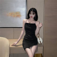 Spaghetti Strap Dress Women Summer 2020 Korean Style Club Sexy Backless Asymmetrical Tassel Bodycon Black Short Dresses D265 2024 - buy cheap