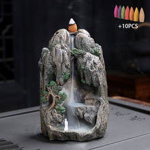 With 10pcs Mountain Smoke Waterfall Backflow Incense Cones Resin Backflow Incense Burner Mountain Stream Censer Holder 2024 - buy cheap