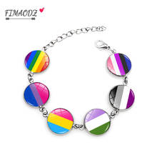 FIMAODZ New Rainbow Gay Pride Bracelet Glass Photo Print Lesbian LGBT Couple Bracelets for Women Men 2024 - buy cheap