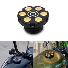 1pcs Motorcycle Black Aluminum Flush Right-hand Thread Reservoir Revolver Style Gas Fuel Tank Cap Vented For Harley Dyna Fat Bob 2024 - buy cheap