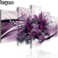 Diamond Embroidery Purple lily flower 5 Pieces Modular Abstract Picture Diamond Painting Cross Stitch Full Square Round Mosaic 2024 - buy cheap