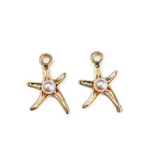 Pingente de estrela do mar banhado a ouro kc, acessórios de componente de joias faça você mesmo material para colar de brincos 10 peças 2024 - compre barato