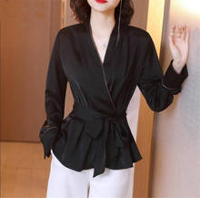 Women Blouse Autumn Spring Long Sleeve Black Bandage Elegant Blouse Casual Shirt Office Lady Shirt Plus Size Tops blusas mujer 2024 - buy cheap