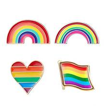 Rainbow Flags Brooch Enamel Pins Cute Heart Rainbow Brooches Badge Denim Enamel Lapel Pin Jackets Bag Jewelry Gift for Men Women 2024 - buy cheap