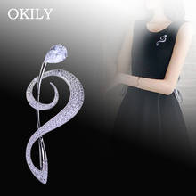 OKILY Beautiful Musical-Note Zircon Brooch Badge Rhinestone Music Symbol Lapel Pins and Brooches for Men Jewelry Accessories 2024 - buy cheap