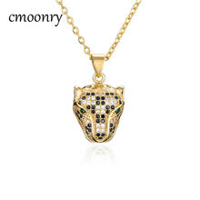 cmoonry 2021 New Fashion Gold Color Leopard Head Pendant Necklace For Women Men Luxury Cubic Zirconia Jewelry Female Accessories 2024 - buy cheap