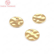 20PCS 8MM 10MM thickness 0.5MM 24K Gold Color Brass Wave Round Disk Charms High Quality Diy Jewelry Findings Accessories 2024 - buy cheap