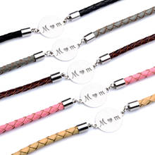 Chanfar Stainless Steel Lovely Text Mom Nameplate Bracelets Multicolor  Genuine Leather Braid For Mother Gift Fashion Jewelry 2024 - buy cheap