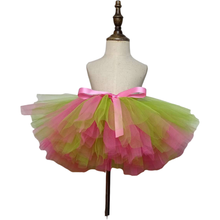 Girls Fluffy Tutu Skirt Dance Tutu Skirt Green and hotpink Ball Gown Girls Birthday party costume Clothing 2024 - buy cheap