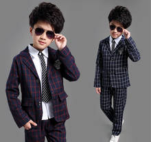 Hot Big Boy Clothes Sets Plaid Blazer+Pants Suit Outfit For Kids Children Clothing Formal Long sleeve Boy Sets For Wedding Party 2024 - buy cheap